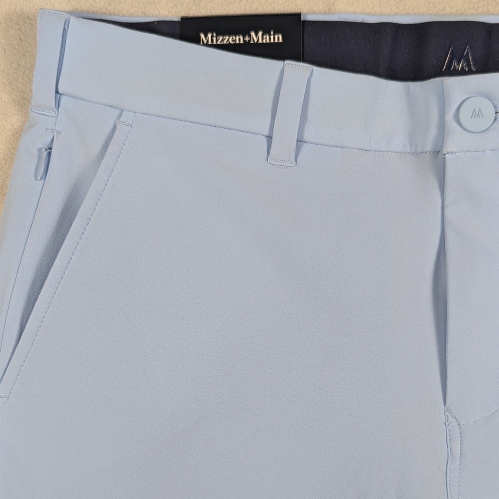 NEW Mizzen+Main Helmsman Slim Fit Shorts Light Blue Performance‎ Golf 32x9